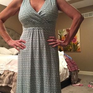 Green and white Land’s End maxi dress.